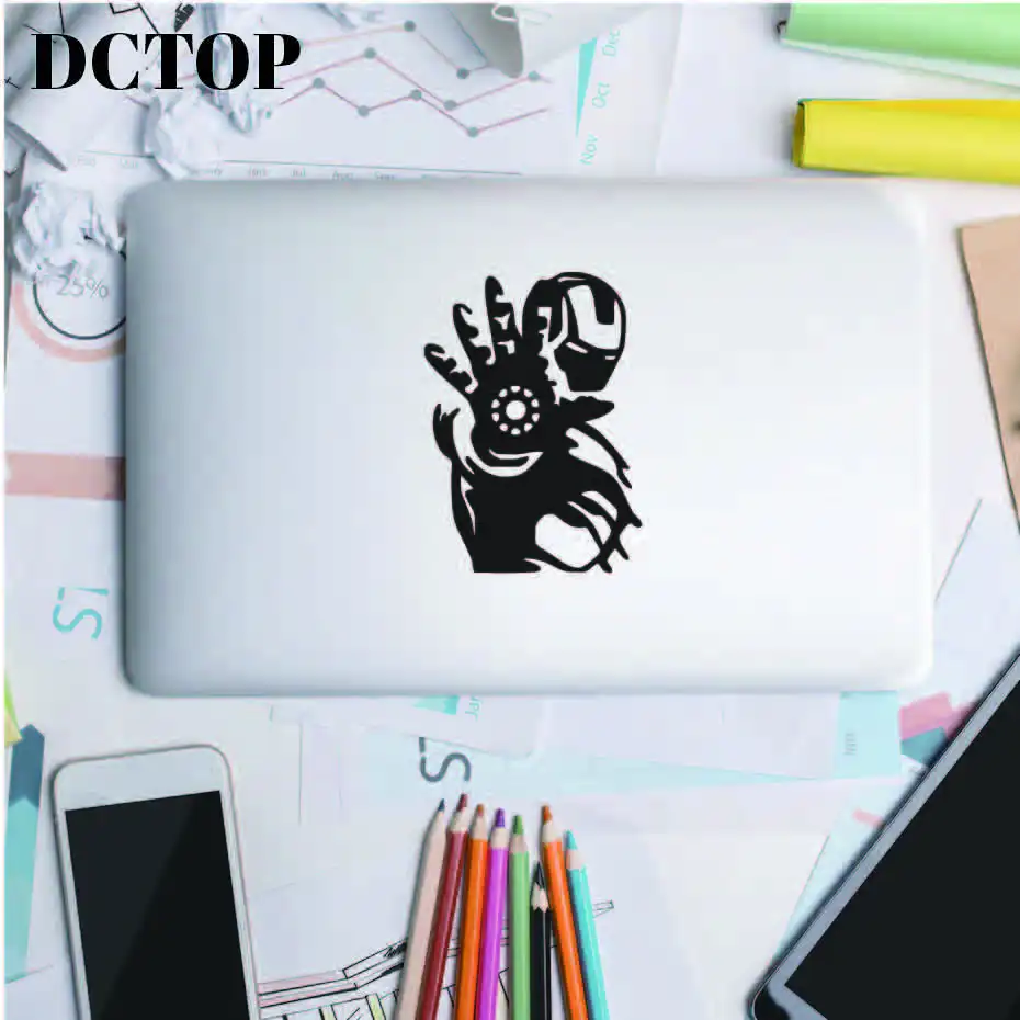 

Funny Superhero Vinyl Decal Laptop Skin Sticker For Macbook Air Pro Retina iPad DIY Personality Black Cartoon Parttern
