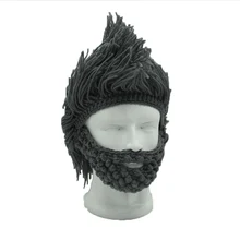 Забавные мужские зимние шапочки с парик борода для взрослых новинка Skullies зимняя мужская бейсболка вязаная крючком шапка для мальчиков подарок на Хэллоуин Лыжная шапка