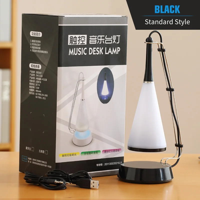 Black no Bluetooth Светодиодный светильник с сенсорным датчиком, Bluetooth, музыкальный плеер, Настольный светильник, зарядка от постоянного тока, Настольный светильник, студенческие лампы для книг, TD-LY - Цвет корпуса: Black no Bluetooth