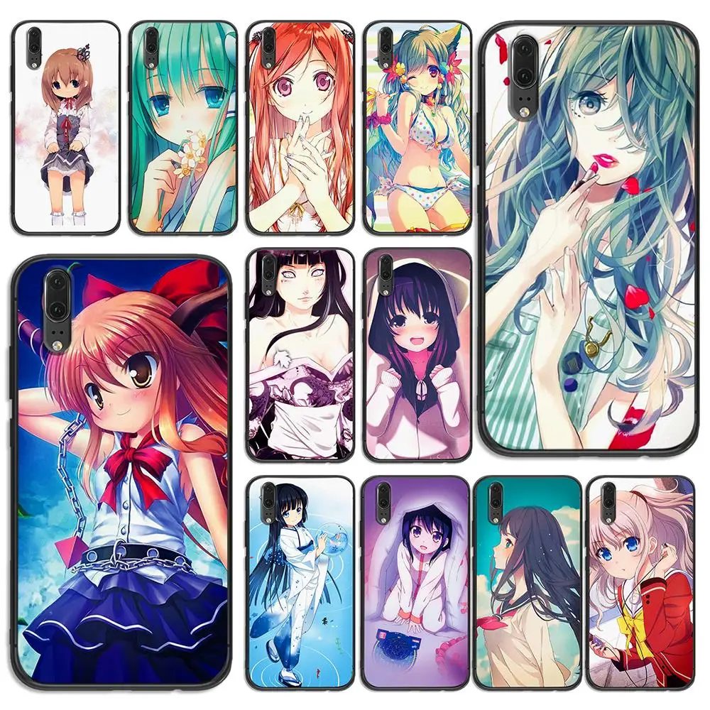 Anime Cute For huawei Y6 Y7 Y9 Prime Phone Cover Nova 2i 3 4 3i Lite Mate 10 20 Pro Black silicone Cases | Мобильные телефоны и