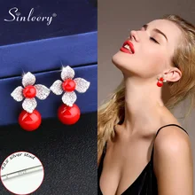 SINLEERY сверкающий кристалл цветок красный акриловый шар серьги гвоздики Золото Серебро Цвет Серьги для женщин модные ювелирные изделия Es333 SSA
