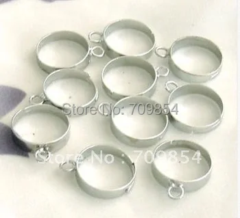 

free shipping!!! 100pcs/lot 18mm silver Color Adjustable Blank Ring with Loop