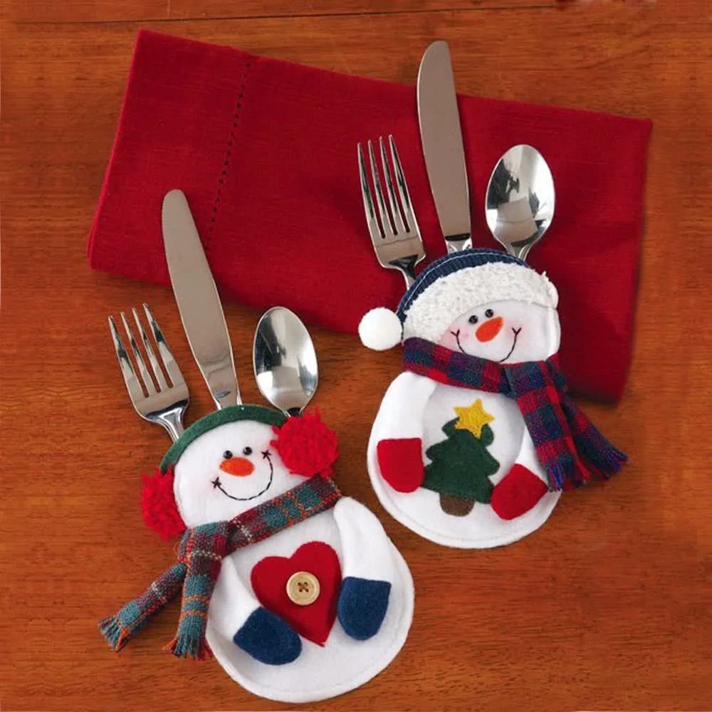 

Promotion 2Pcs/lotChristmas Silverware Holder Pockets Santa Tree Hanging Deco Dinner Knife Fork Holders Santa Claus Christmas