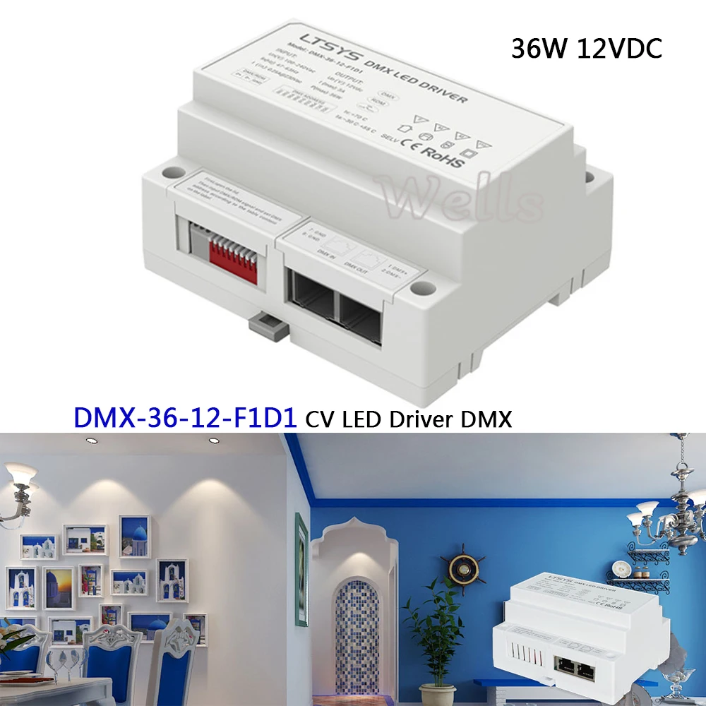 

DMX-36-12-F1D1; led dimming intelligent driver;36W/12V/3A DMX512/RDM output AC100-240V input CV DMX LED driver