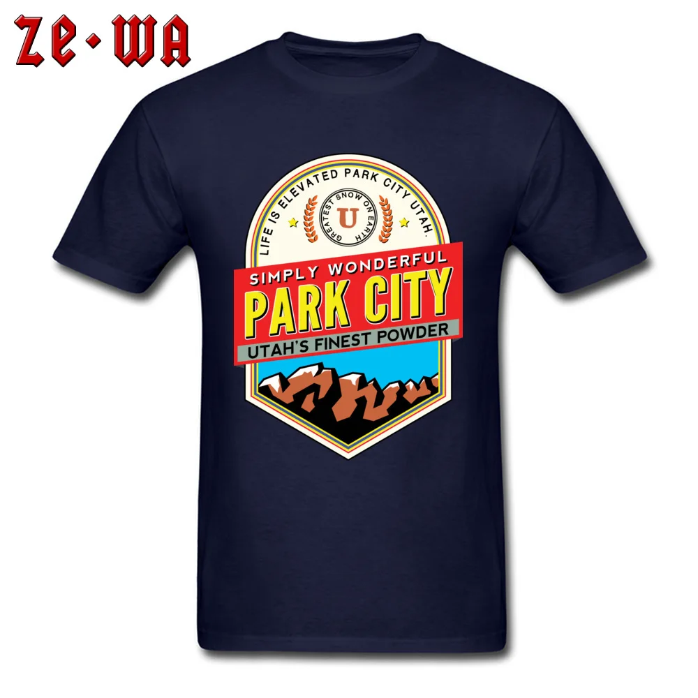 3D Printed 100% Cotton Men Short Sleeve T Shirt Custom Summer Fall T-Shirt comfortable T Shirt Coupons Round Neck PARK CITY UTAH SKIING MOUNTAINS SKI SNOWBOARD navy