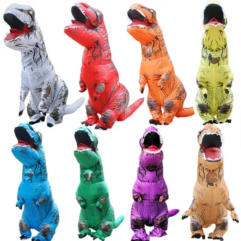 

Crazy Jurassic Family Matching Clothes Halloween Adult Kids Tyrannosaurus Rex Dinosaur Inflatable Clothing Festival Party Props