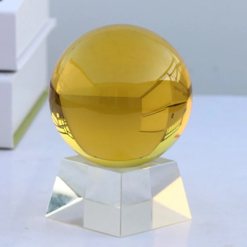 Yellow crystal ball K9 artificial crystal ball to attract money wind water ball set pieces