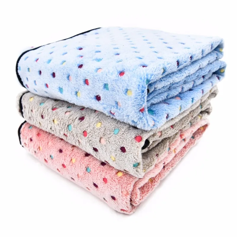 Коралловое бархатное одеяло в горошек для питомцев, новое хлопковое теплое одеяло для щенков, кошек, лап, высокое качество,, кремовый, розовый цвет