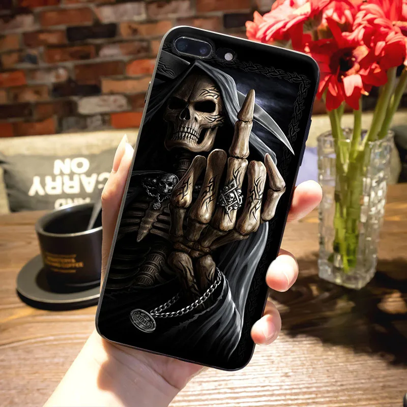 MaiYaCa Grim reaper skull skeleton Black Soft silicone Phone Case Cover Fundas For iPhone 5s 6s 7 plus 8 8plus X XS MAX XR case