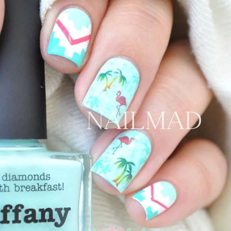 1 лист переводные наклейки для ногтей с фламинго|nail sticker|decal transfertransfer sticker |