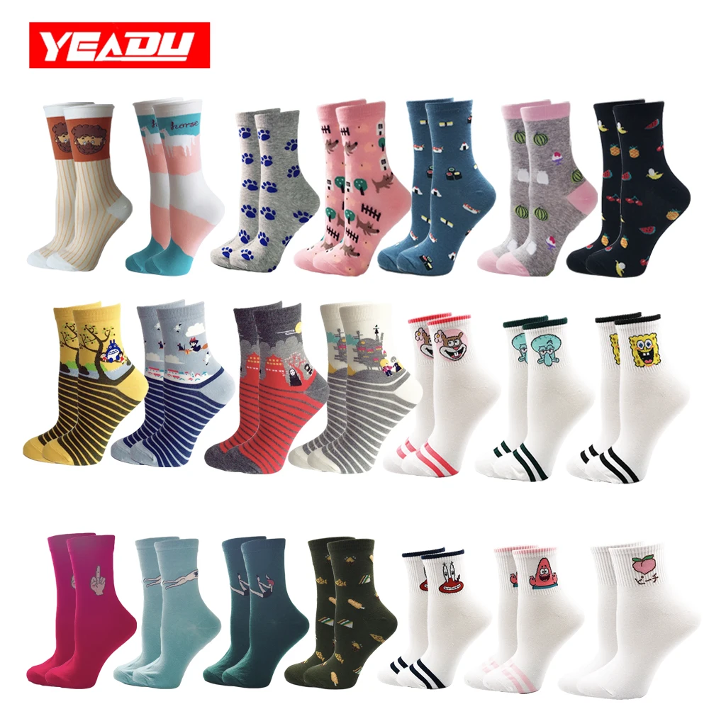 

Fashion Cute Soft Novelty Cotton Women Socks White Fruit Streetwear Japan Cartoon Kawaii Funny Happy Socks For Girl Gift