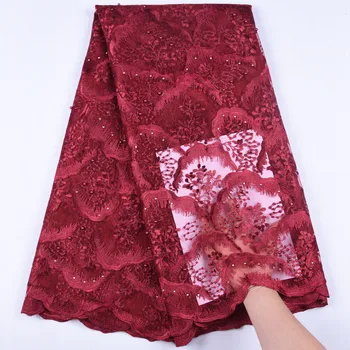

Red French Laces Fabric 2019 High Quality Lace African Tulle Laces Fabric For Nigerian Wedding African French Lace Material 1659