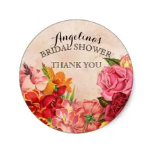 3,8 см на заказ винтажный цветочный свадебный душ спасибо Классический круглый стикер