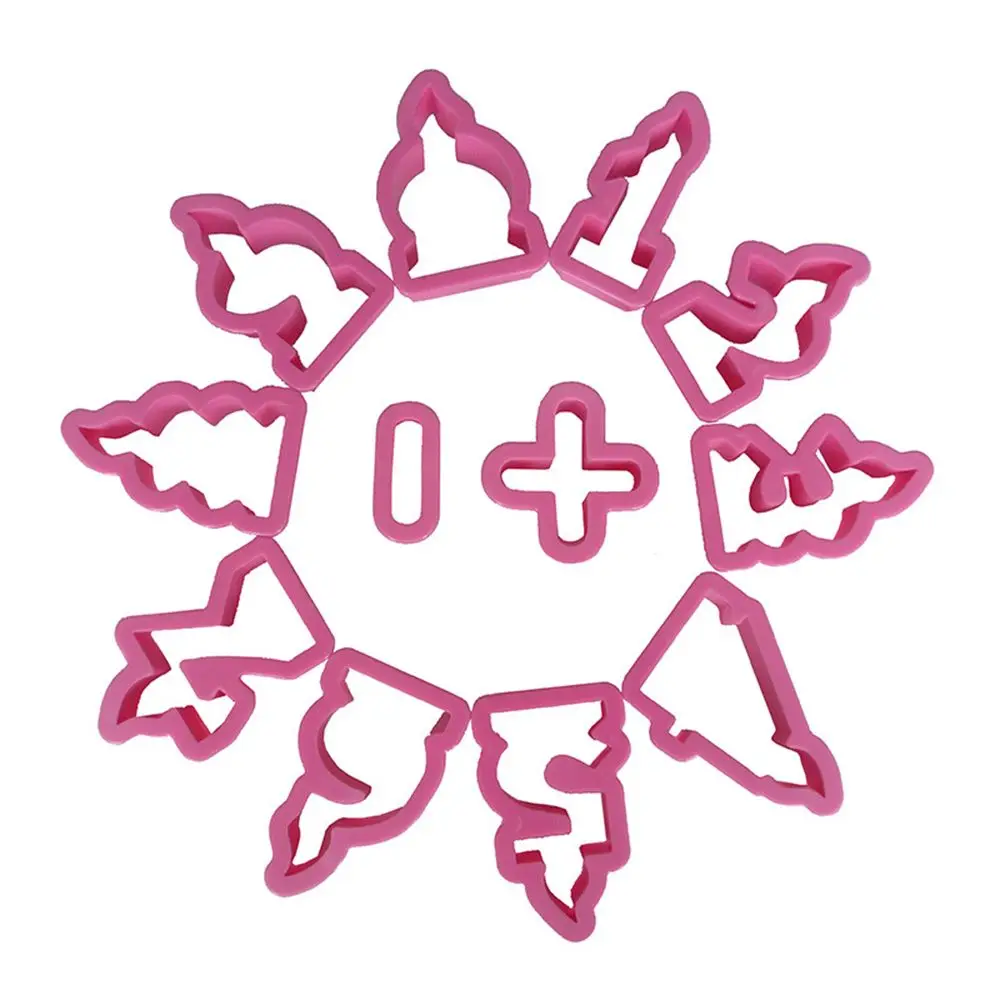 

New 12pcs Birthday Digital Number Candle Red Mold Biscuit Cookie Cutter Cake Mold Easy Cleaning Home Party Baking Accessories