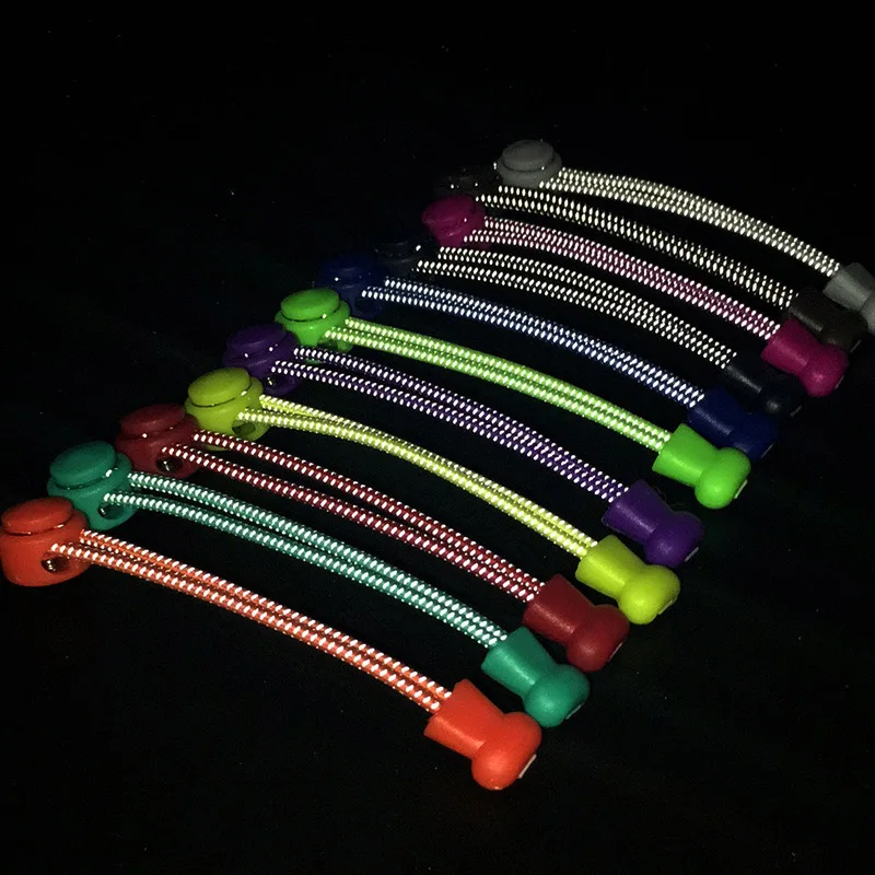 1 Pair Night Glow Elastic Shoelaces Shoestrings /Jogging/Triathlon/Sport Fitness Multicolor Lace Black Buckle Locking Shoe Laces