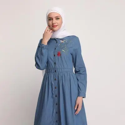 Кафтан из джинсовой ткани Абаи Дубай Ислам Турция хиджаб мусульманское платье Абая для женщин Кафтан халат турецкая исламская одежда джилбаба Рамадан - Цвет: White Hijab