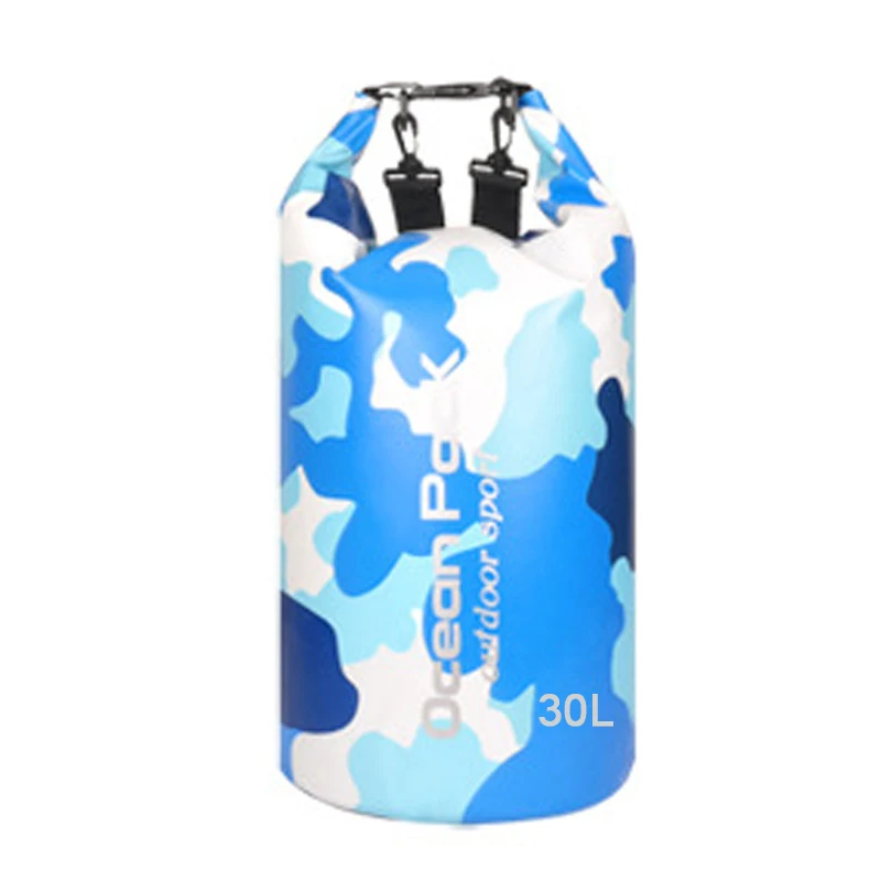 5L/10L/15L/20L/30LWaterproof сумки хранения сухой мешок камуфляж рюкзак для каноэ Байдарка Рафтинг Спорт на открытом воздухе сумки для плавания - Цвет: 30L Blue