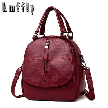 

KMFFLY Women Backpack Female High Quality School Bags Backpacks for Teenage Girls Fashion Zipper Bag Leather Backpack Sac A Dos