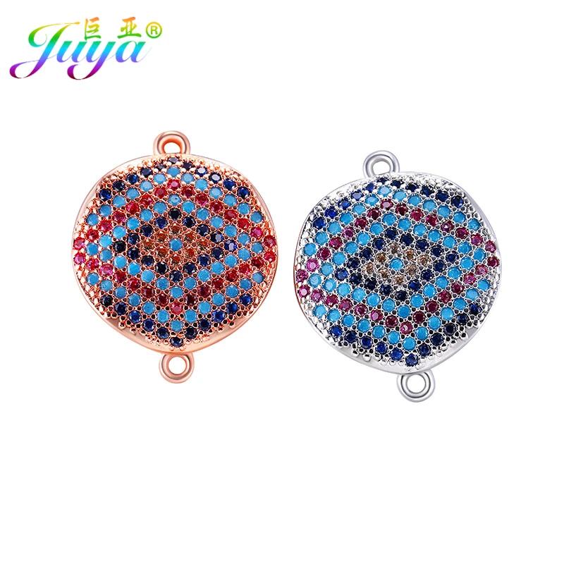 

Octangle Greek Evil Eye Rhinestone Infinity Round Connector Charm Accessories For Women Bracelets Earrings Necklace DIY Making