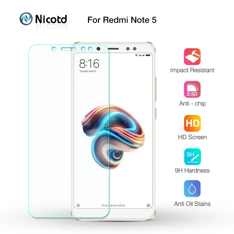 Nicotd 2.5D 9H Premium Tempered Glass For Xiaomi Redmi Note 5 Screen Protector Toughened protective film For Redmi Note 5 5 (2)