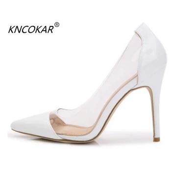 

Nude 2017 Hot new European and American summer transparent spires fashion of high-heeled shoes with sexy color wedding shoes