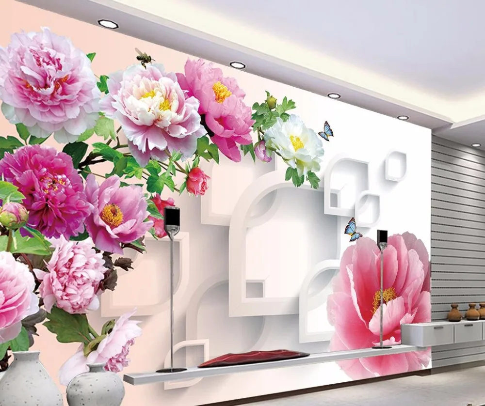 Beibehang Custom Wallpaper Home Decorative Mural 3d Peony Flower Tv Backdrop Living Room Bedroom Background Mural 3d Wallpaper Custom Wallpaper 3d Wallpapermural 3d Wallpaper Aliexpress