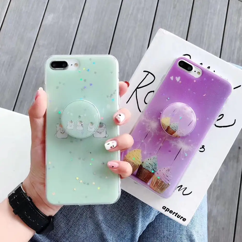 

Kickstand Holder Phone case For iPhone X XS XS Max XR 6 7 8 Plus Soft TPU Flower Girly Back Cover