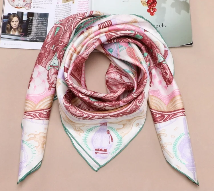 Новые принты 90 шелковый шарф женский большой квадратный саржевый шелковый шарф шаль платок хиджаб 88x88 см - Цвет: Color 2