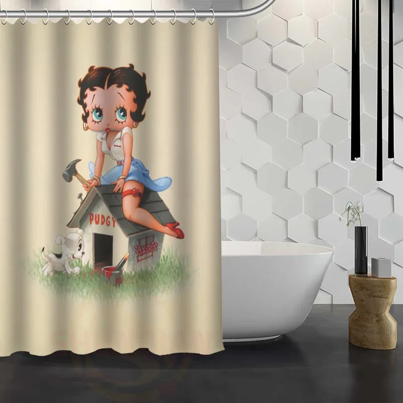 Лидер продаж пользовательские Betty Boop душ Шторы Водонепроницаемый Ткань душ Шторы для Ванная комната F# y1-17 - Цвет: Очищать