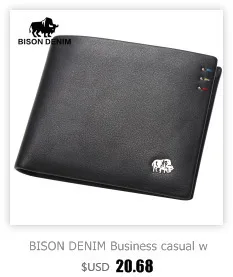 BISON DENIM Genuine Leather RFID wallet Men red brown vintage purse card holder Brand men wallets dollar price Male Purse 4361