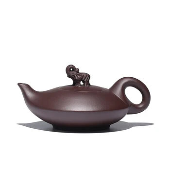 

High-grade Yixing teapot suit famous pure hand-made ore purple auspicious home teapot gift teapot