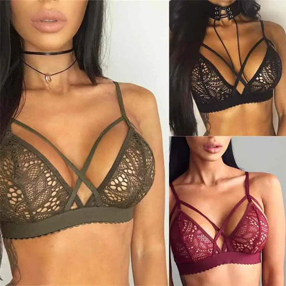 

2019 NEW HOT SALE Women Sexy Lingerie Floral Sheer Lace Bra Top Seamless Bralette Cup Wireless Bra #0511