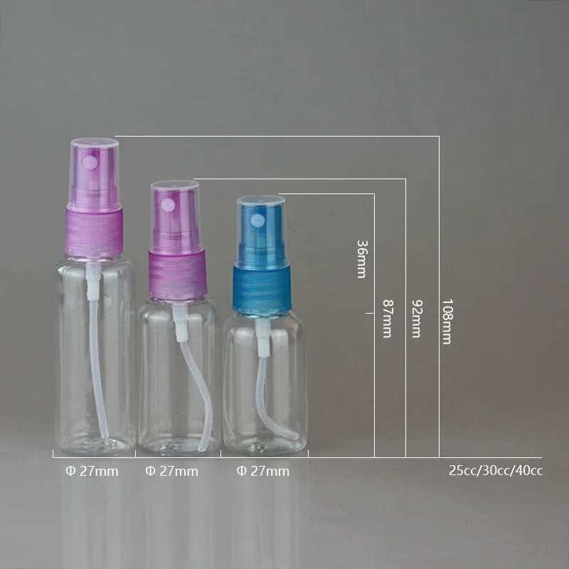1 шт. мини пластиковая прозрачная 15-40 мл маленькая пустая бутылка-спрей для макияжа и ухода за кожей многоразовая бутылка прозрачная для путешествий