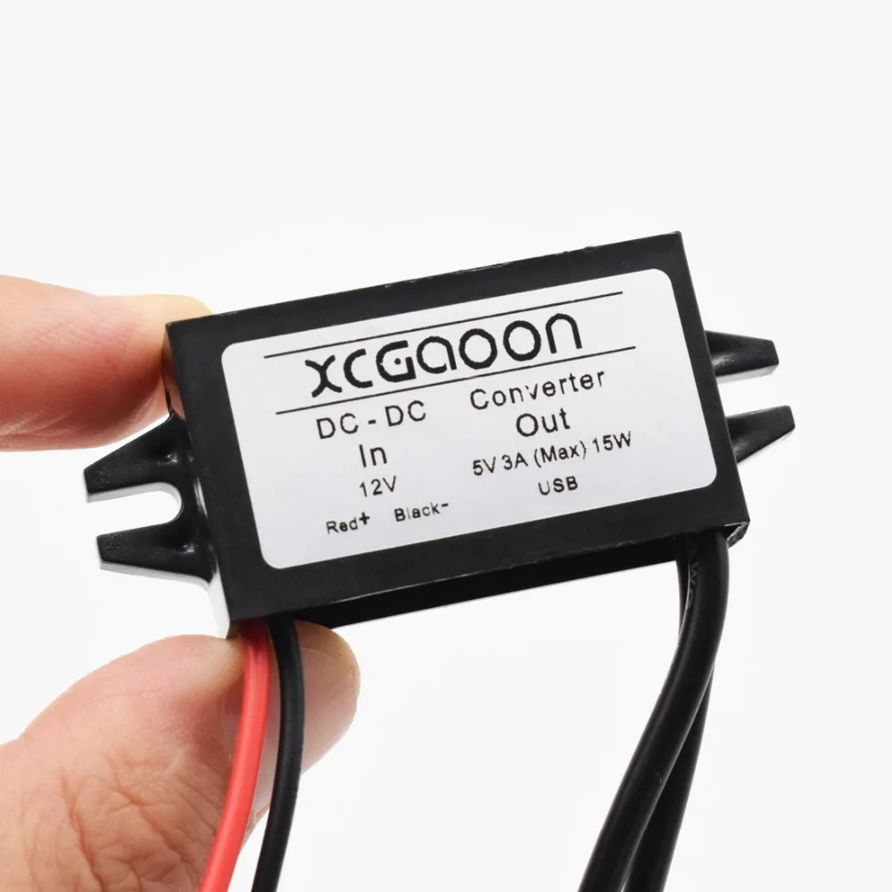 XCGaoon автомобильный DC-DC конвертер Модуль кабель с 2 usb-портами, вход DC 12V к USB выход 5V 3A, зарядка для iPhone смартфон мобильный