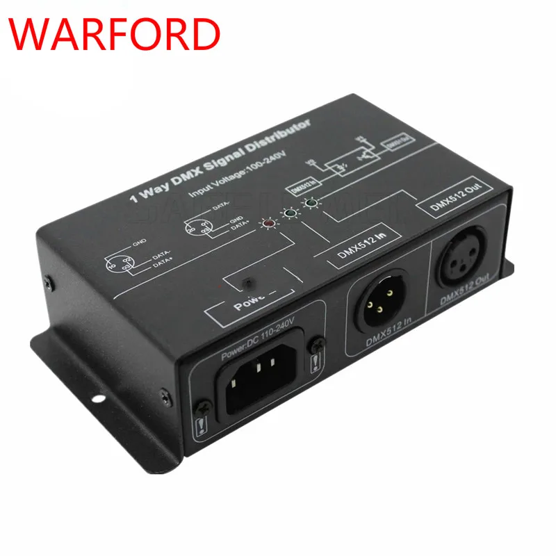 

DMX121 AC 100V-240V DMX LED amplifier Splitter DMX signal repeater 1CH 1 output port DMX signal distributor 1Channel DMX output
