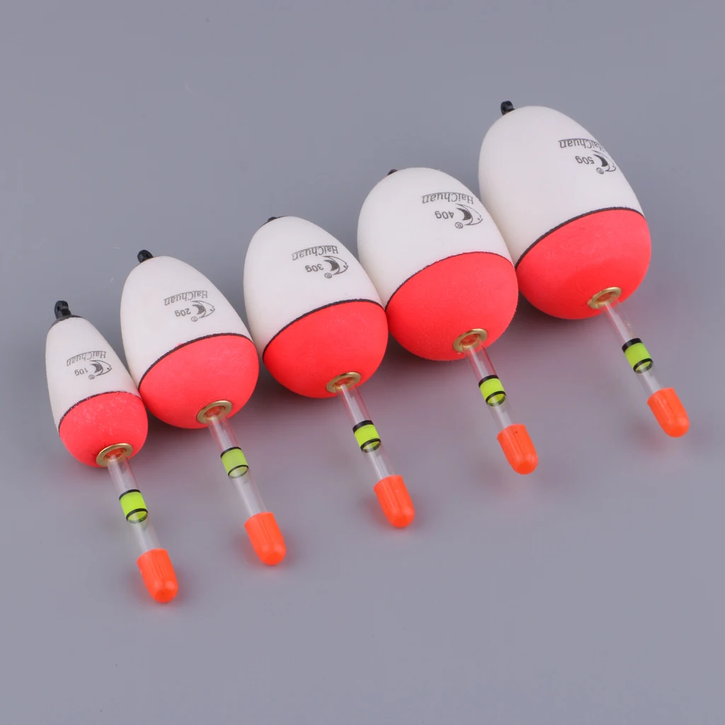 5pcs Luminous Fishing Bobbers EVA Foam Float Drift Fishing Floats 10g-100g Higher Buoyancy For Sea Night Fishing