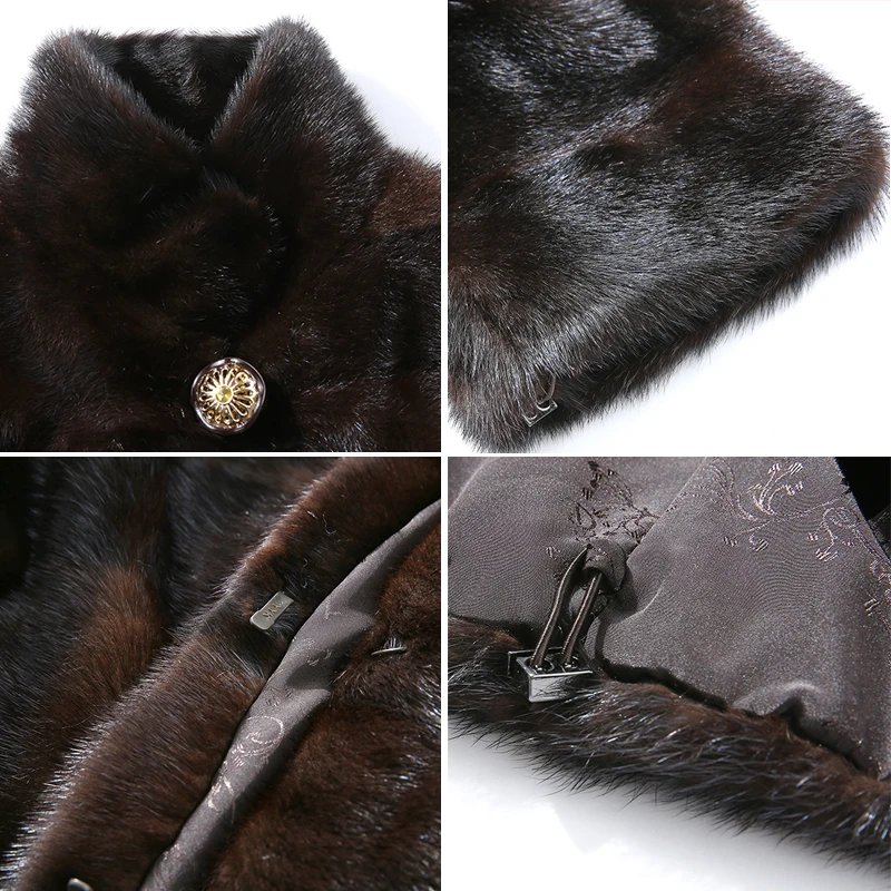 HDHOHP 2017 New Fashion Real Mink Fur Coats Of Women Short Slim Genuine Leather Good Quality Warm Winter Natural Fur jackets Coats