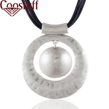 

Hotsale New Jewelry Women Black Leather Chokers Necklace with Silver Color Pendant necklace&pendants collares mujer colar choker