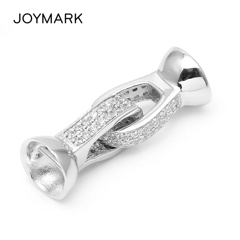 

JOYMARK Fine Jewelry Components 925 Sterling Silver CZ Stones Ending Caps Clasps Connectors For Jewellery Making SC-CZ010