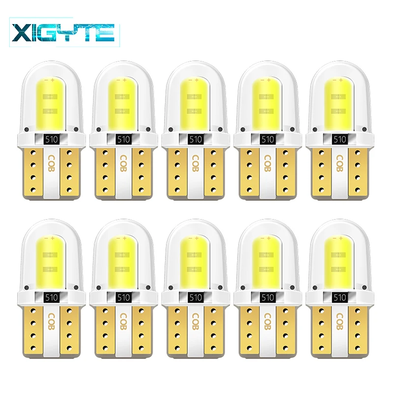 

10pcs LED W5W T10 194 168 W5W COB 8SMD Led Parking Bulb Auto Wedge Clearance Lamp CANBUS Silica Bright White License Light Bulbs