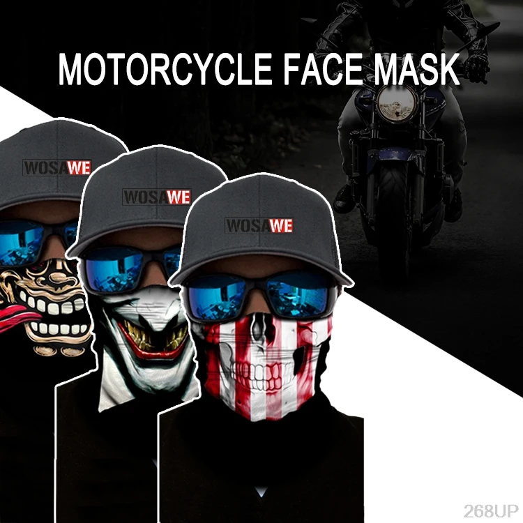 Motorcycle Bandana Motocross Racing Face Mask Sun Protection Halloween Head Scarf Neck Warmer Motorcycle Balaclava Face Shield