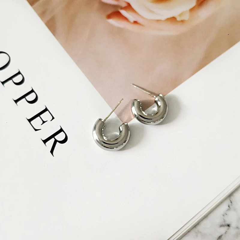 Peri'sBox 14mm Thick Mini Hoop Earrings for Women Chunky Gold Tiny Plain Hoops Little Earring Minimalist Everyday Earrings - Image 6