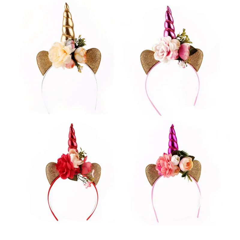Фея цветок Pixie рога единорога Корона оголовье кусок Одежда для детей; малышей; девочек Новогодние повязки
