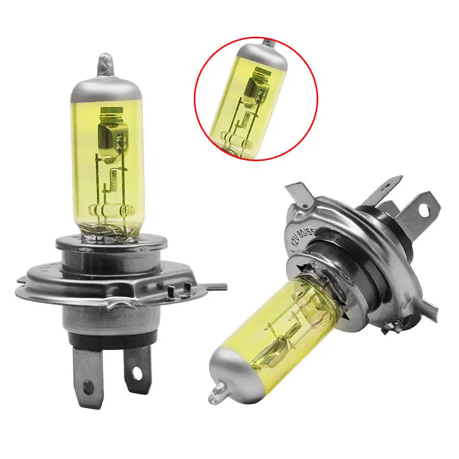 2x DC 12V H4 55W 5000K 6A желтые автомобильные лампы для фар водонепроницаемые и