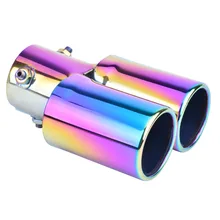 DSYCAR Universal Car Modification full color Stainless Steel 1 to 2 Dual Pipe Exhaust pipe Muffler tip cover Car styling