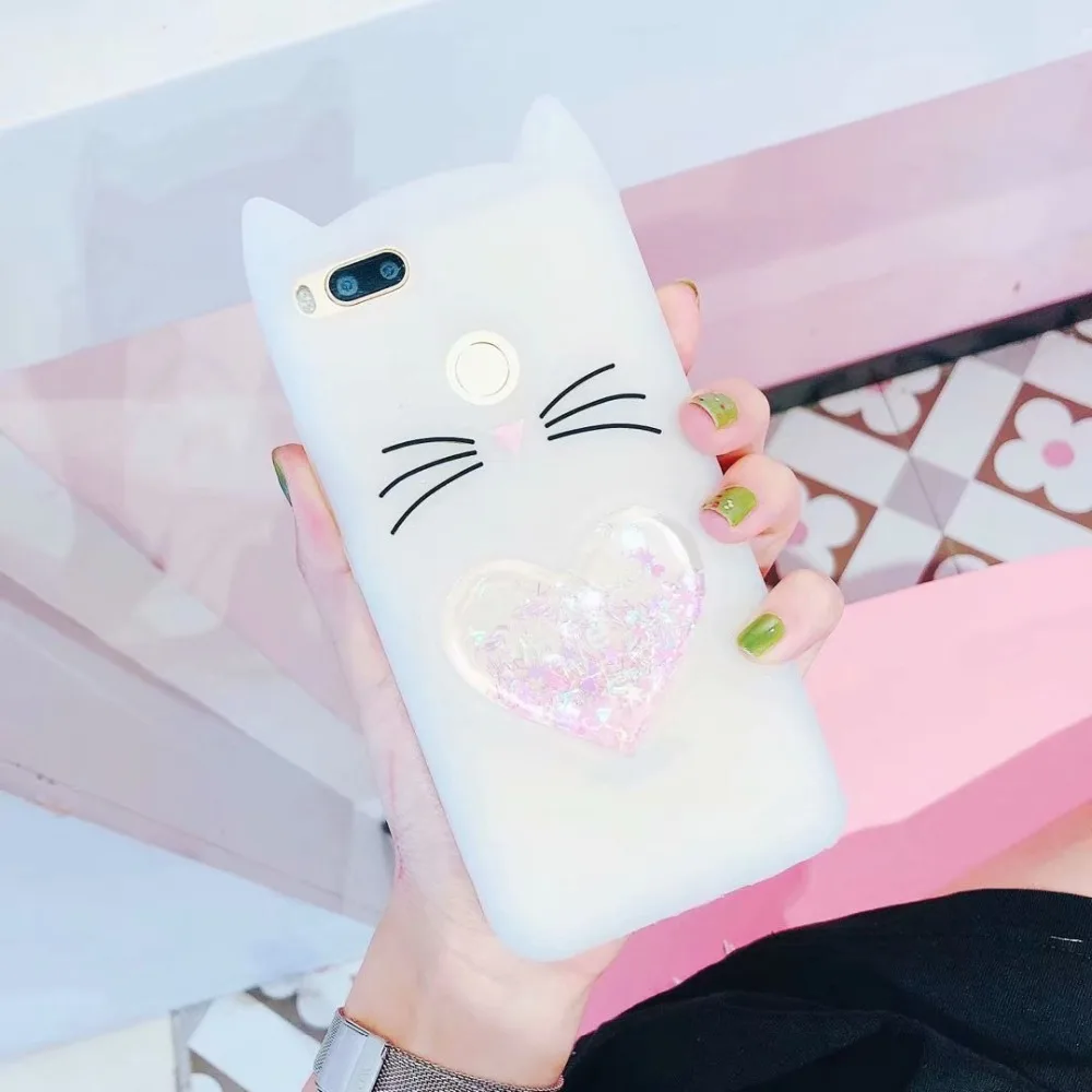 

3D Glitter Cute Cat Rubber Case For Xiaomi Mi A1 Case Mia1 Mi 5X Mi5x Soft Silicon Cartoon Cover For Xiaomi Mi 5X Xiaomi mi A1