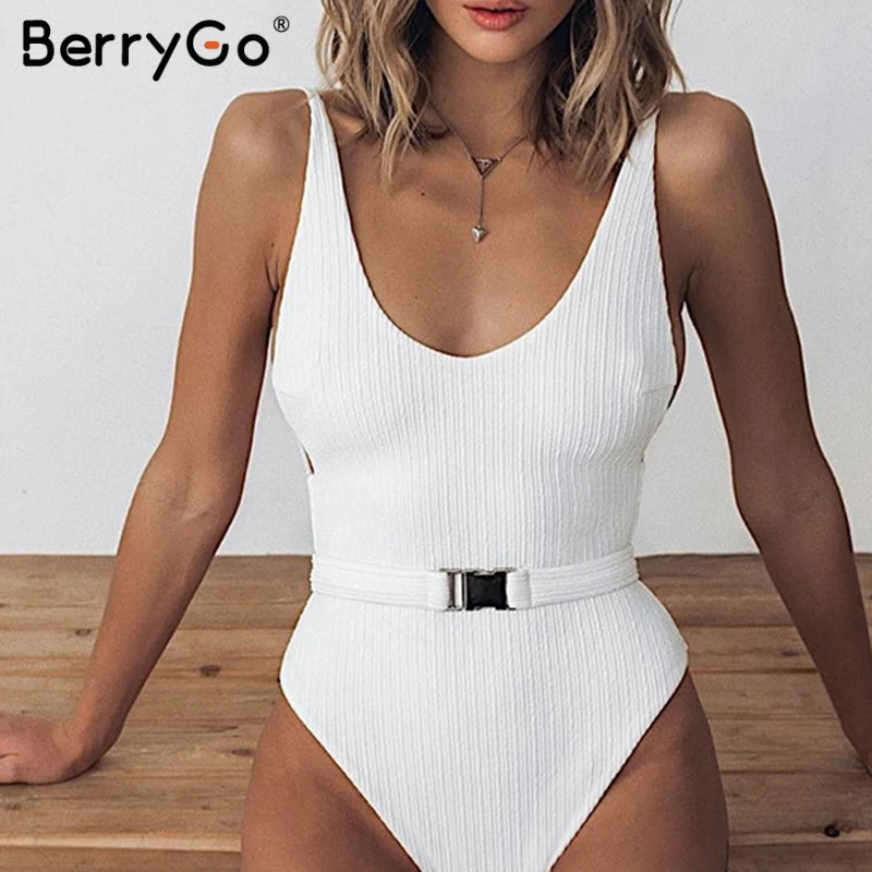 Женский купальник BerryGo с пуш апом высокой посадкой для пляжа на лето|Комбинезоны|