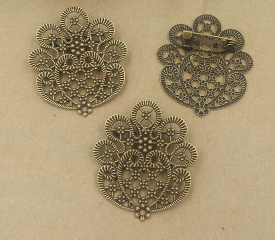 100pcs/lot 36x41mm antique bronze filigree wrap brooch | Украшения и аксессуары