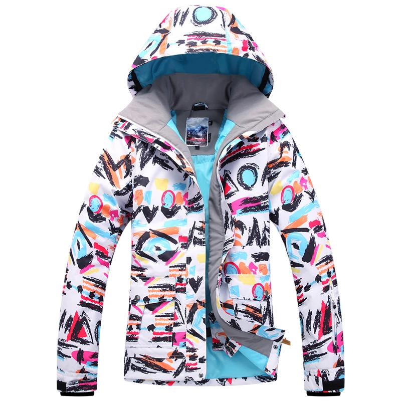 2017 womens colorful scrawl ski jacket women's skiing jacket skiwear snow jacket waterproof 10K