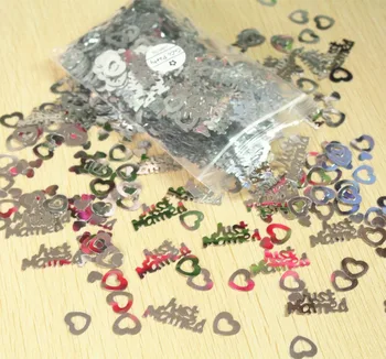 

400pcs JUST MARRIED GOLD Wedding Confetti Table Decoration silver blue ruby black scatter sparkles supplies